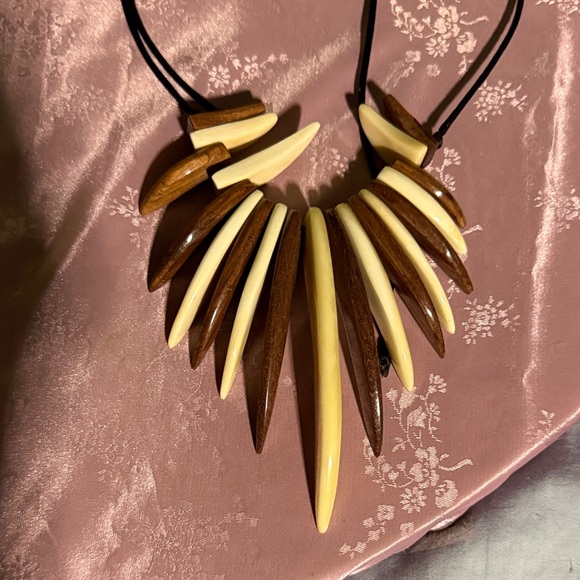 Jewelry - Wood and bone statement necklace